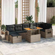 Loungeset 5-delig poly rattan acacia grijs