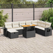Loungeset 9-delig poly rattan acacia zwart