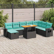 Loungeset 9-delig poly rattan zwart