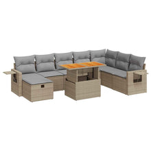 9-delige Loungeset met kussens poly rattan acacia beige