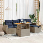 Loungeset 6-delig poly rattan grijs