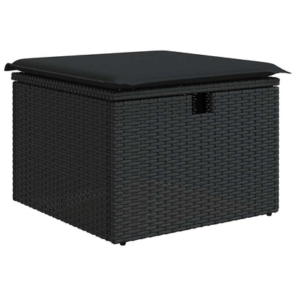 8-delige Loungeset met kussens poly rattan acacia zwart