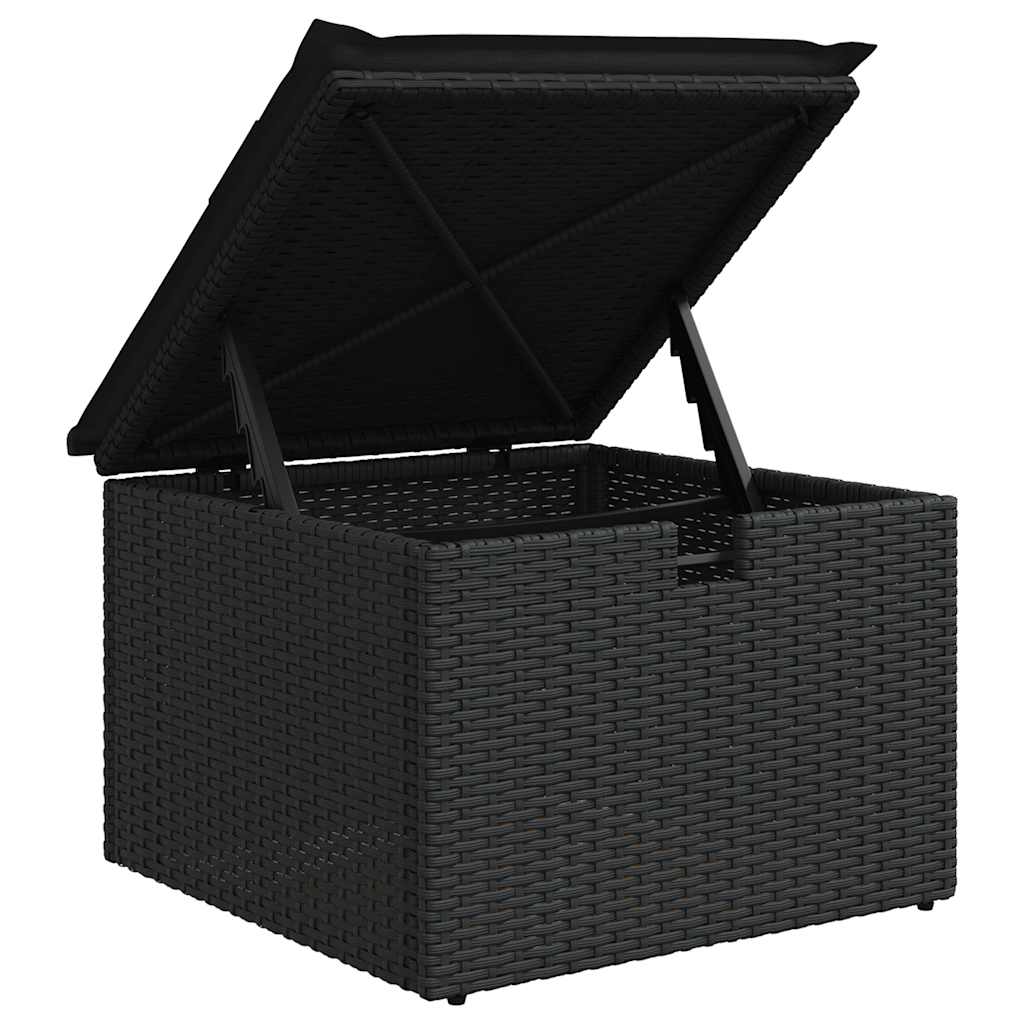 8-delige Loungeset met kussens poly rattan acacia zwart