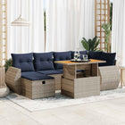Loungeset 7-delig poly rattan acacia bruin