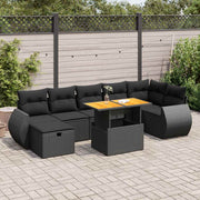 Loungeset 5-delig poly rattan acacia zwart