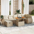 Loungeset 5-delig poly rattan acaciahout beige