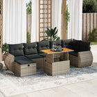 5-piece Lounge Set with Cushions Poly Rattan Acacia Grey