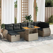 Loungeset 5-delig poly rattan acacia grijs