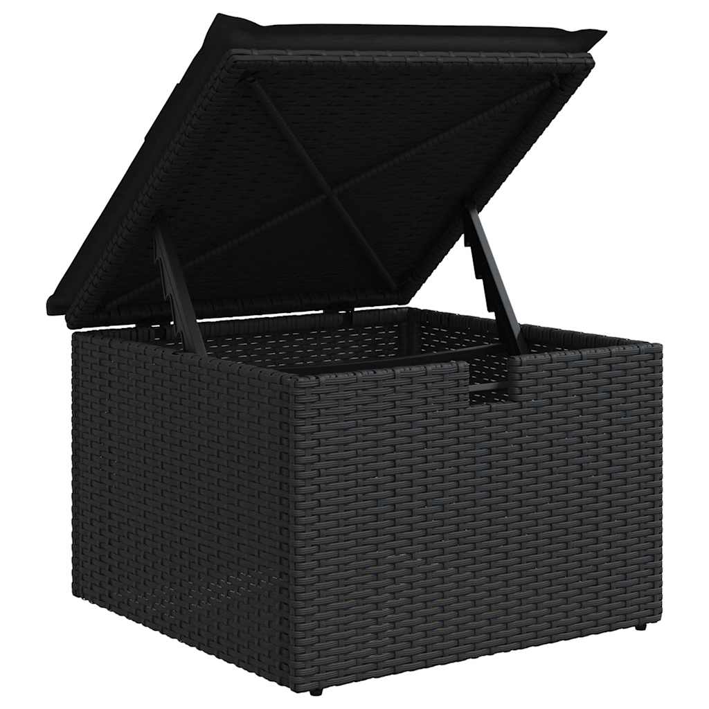 9-delige Loungeset met kussens poly rattan acacia zwart