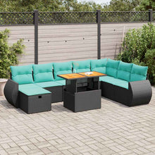 9-delige Loungeset met kussens poly rattan acacia bruin