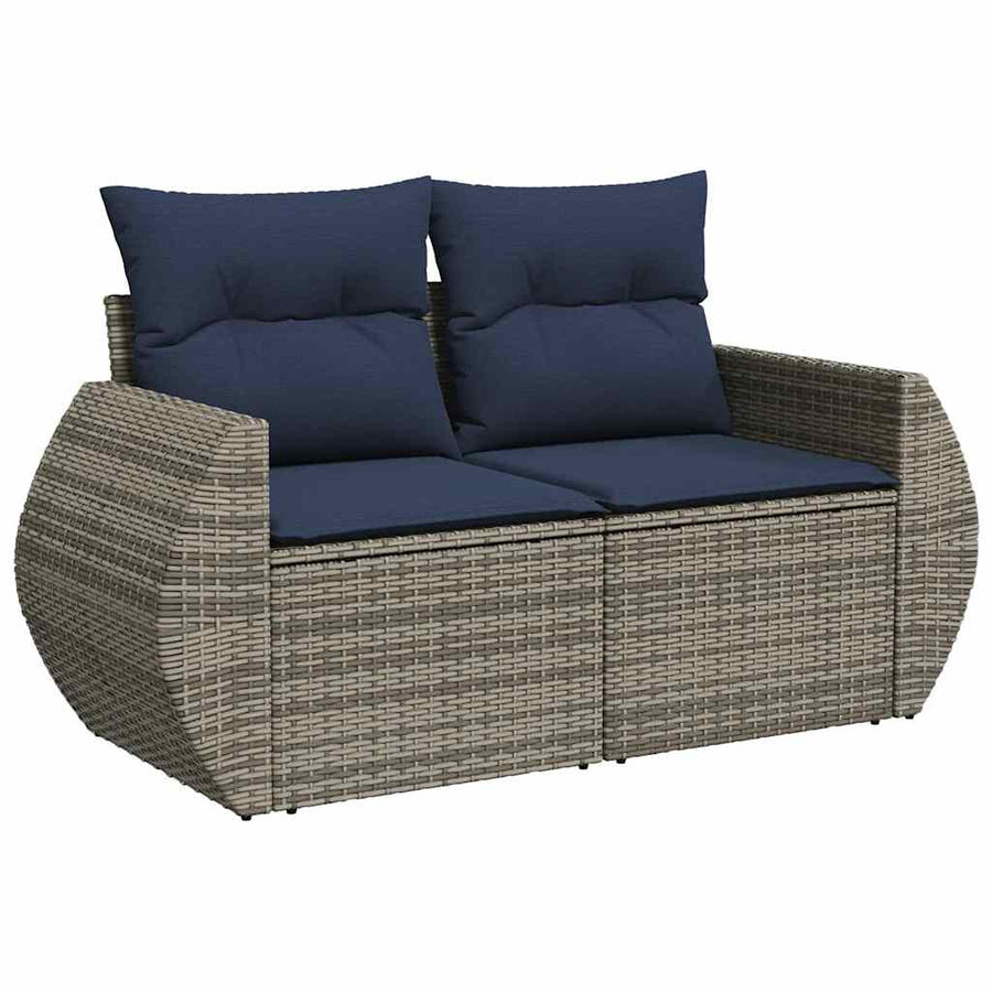 9-delige Loungeset met kussens poly rattan acacia zwart