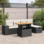 Loungeset 6-delig poly rattan acacia zwart