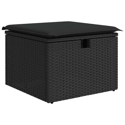 8-delige Loungeset met kussens poly rattan acacia zwart