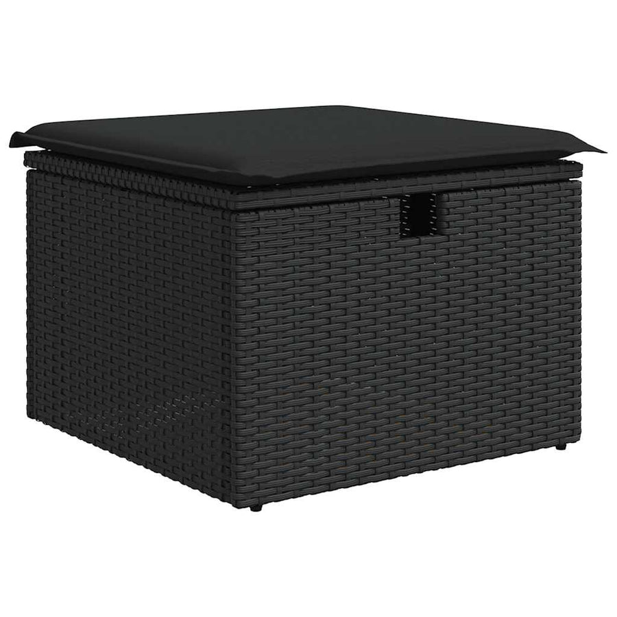 8-delige Loungeset met kussens poly rattan acacia zwart