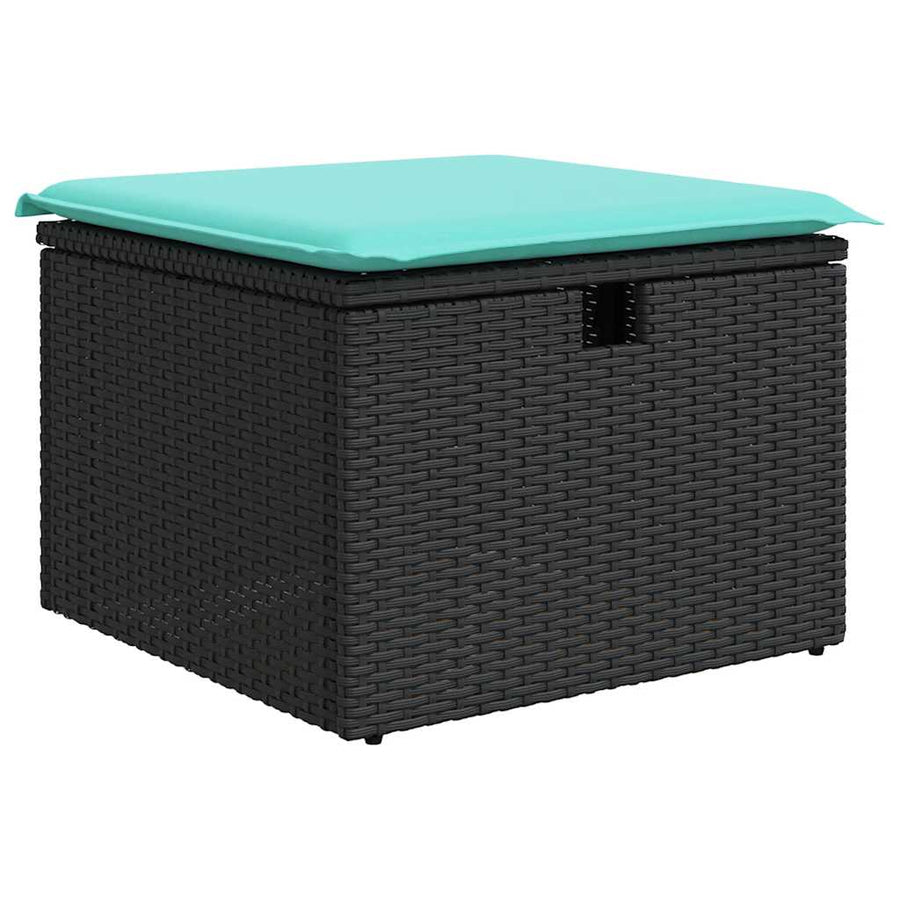 7-delige Loungeset met kussens poly rattan acacia grijs