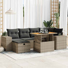 8-delige Loungeset met kussens poly rattan acacia grijs