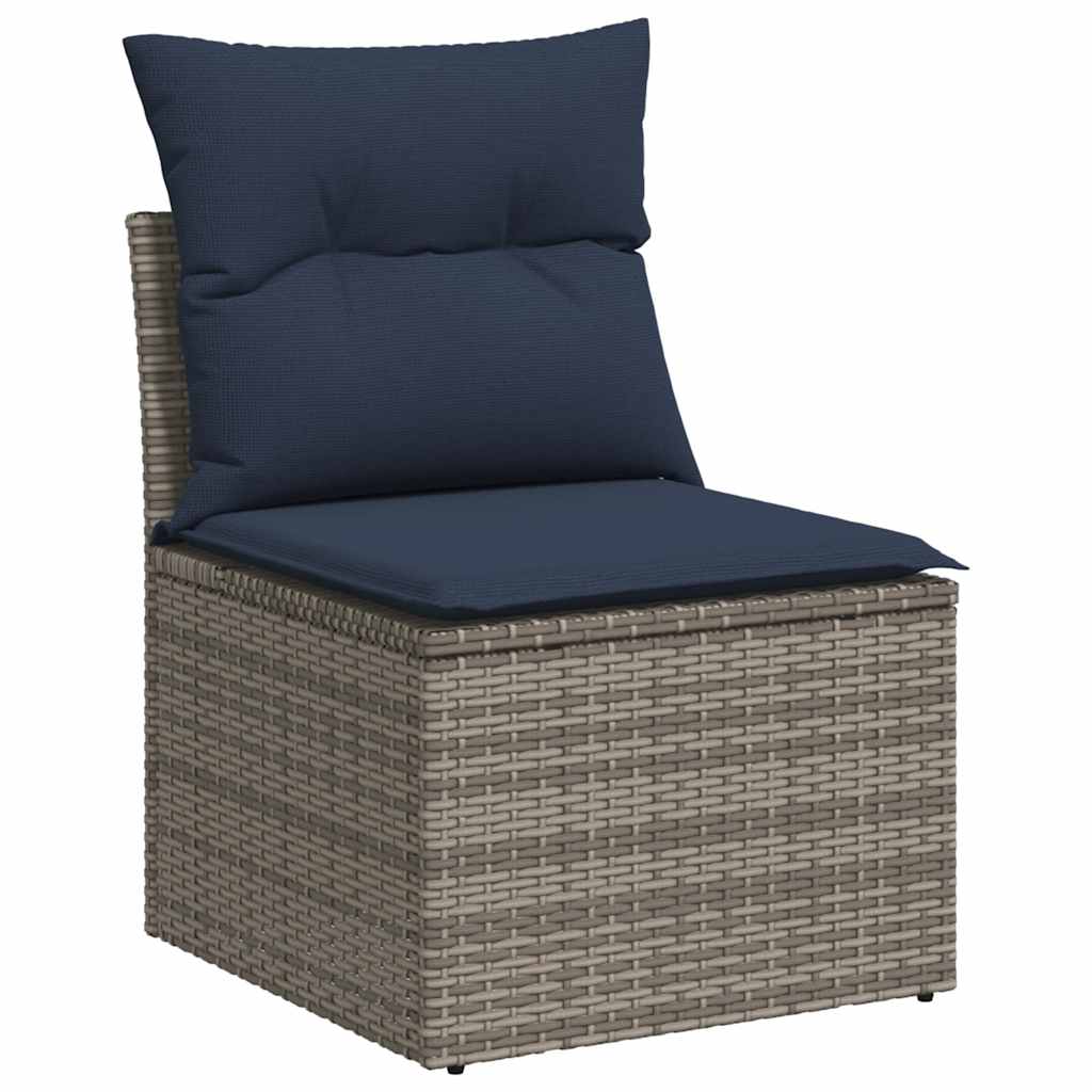 7-delige Loungeset met kussens poly rattan acacia bruin