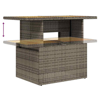 7-delige Loungeset met kussens poly rattan acacia bruin