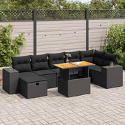 Loungeset 5-delig poly rattan acacia zwart