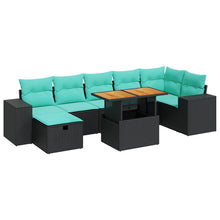 8-delige Loungeset met kussens poly rattan acacia grijs