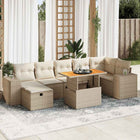 Loungeset 5-delig poly rattan acaciahout beige