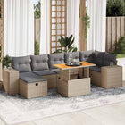 Loungeset 5-delig poly rattan acaciahout beige