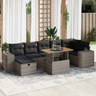 5-piece Lounge Set with Cushions Poly Rattan Acacia Grey