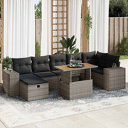Loungeset 5-delig poly rattan acacia grijs