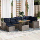 8-piece Lounge Set with cushions poly rattan acacia brown