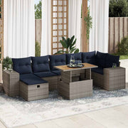 Loungeset 8-delig poly rattan acacia bruin