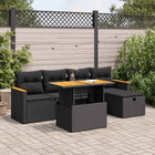 6-piece Lounge Set with Cushions Poly Rattan Black