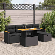 Loungeset 6-delig poly rattan zwart