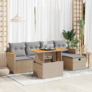 Loungeset 6-delig poly rattan beige