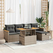 Loungeset 6-delig poly rattan grijs