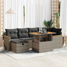 8-delige Loungeset met kussens poly rattan grijs