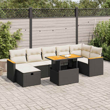 5-delige Loungeset met kussens poly rattan zwart