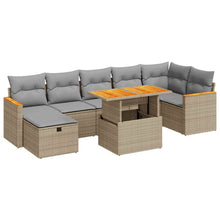 5-delige Loungeset met kussens poly rattan beige