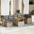 5-piece Loungeset with Cushions Poly Rattan Beige
