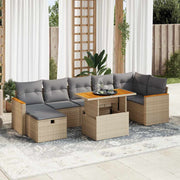 5-piece Loungeset with Cushions Poly Rattan Beige
