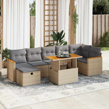 5-delige Loungeset met kussens poly rattan beige