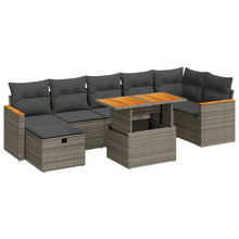 5-delige Loungeset met kussens poly rattan grijs