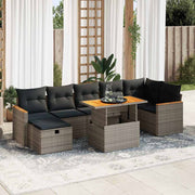 Loungeset 5-delig poly rattan grijs