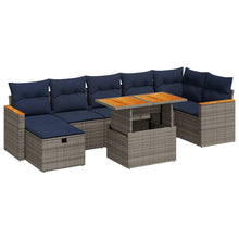 8-delige Loungeset met kussens poly rattan acacia bruin