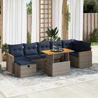 8-piece Lounge Set with Cushions Poly Rattan Acacia Grey