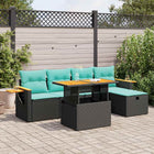 Loungeset 6-delig poly rattan zwart