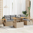Loungeset 6-delig poly rattan beige
