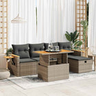 Loungeset 6-delig poly rattan grijs