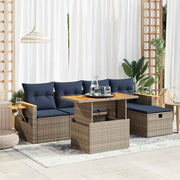 Loungeset 6-delig poly rattan grijs