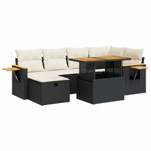 8-delige Loungeset met kussens poly rattan zwart