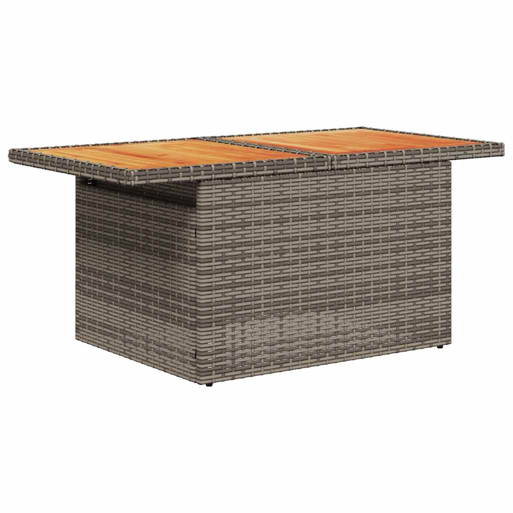 7-delige Loungeset met kussens poly rattan acacia zwart